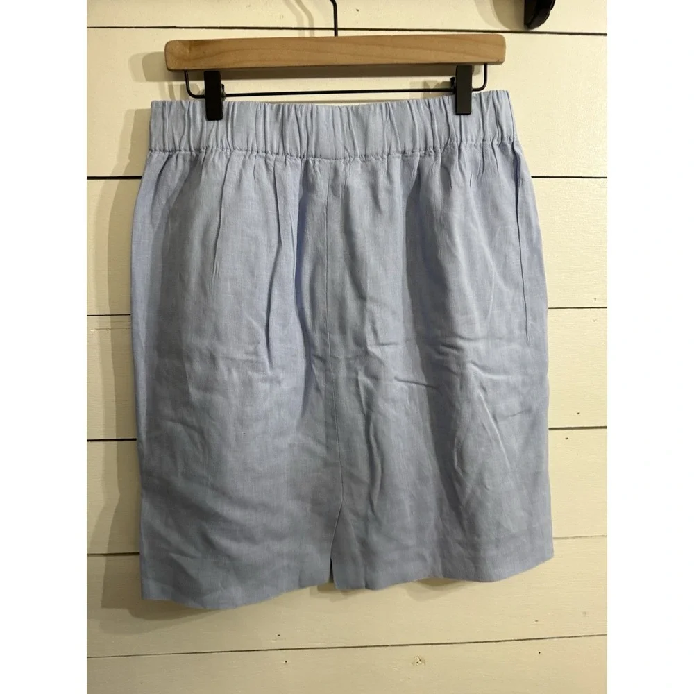 J Crew Skirt‎ Womens Medium Blue Linen Style Paperbag Waist Old Money Classy